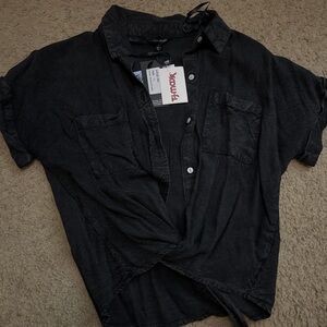 Calvin Klein Black Button Down Shirt Lightweight Casual